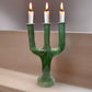 Moroccan Green Tamegroute Large 3-Branch Candlestick Holder