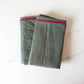 100% Linen Dark Green/Hot Pink Cloth Napkins, Set of 2