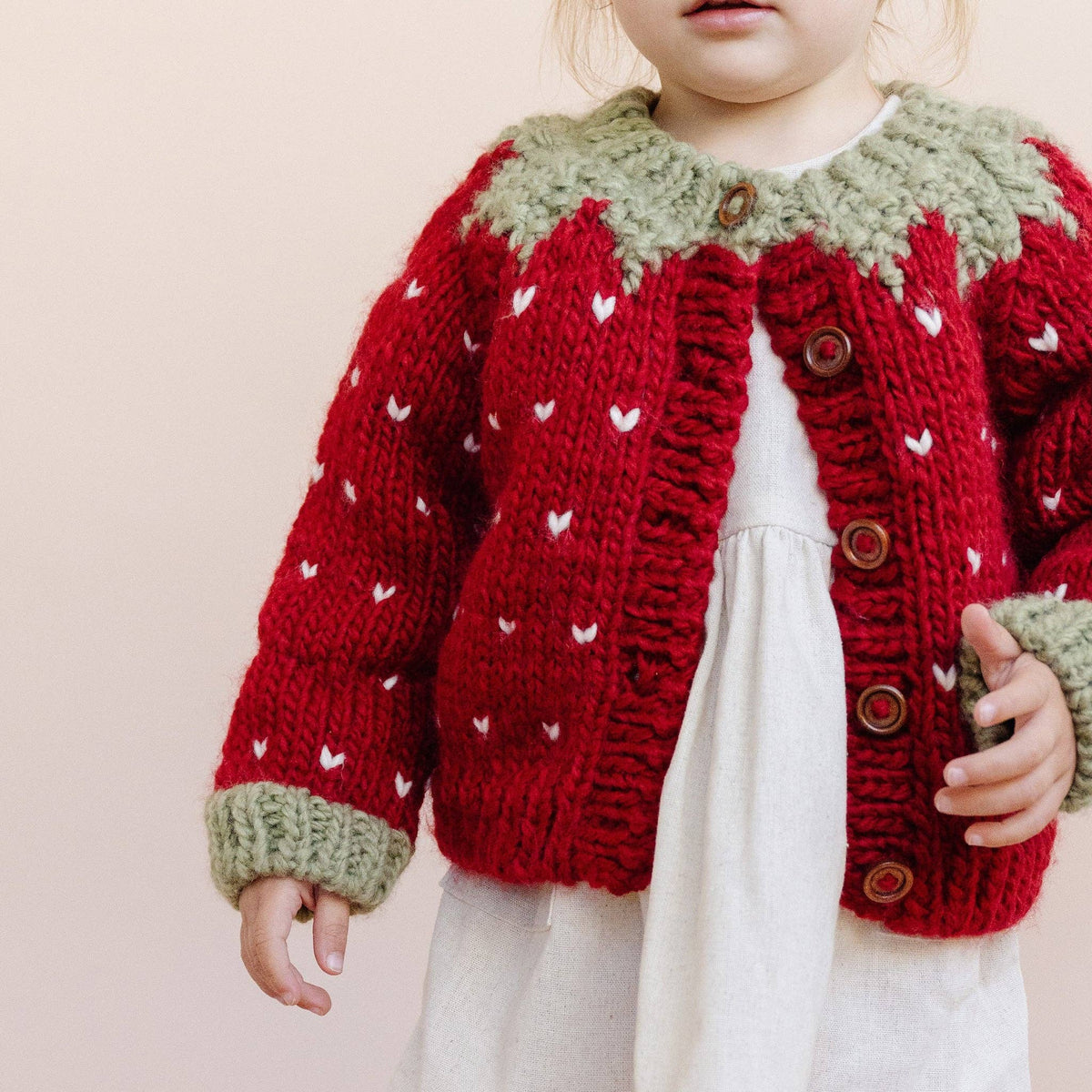 Strawberry Cardi: Red / M 2-3y