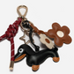 Bag Charm - BLACK DOG AND BROWN DAISIES