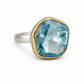 Blue Topaz 18K Gold & SS Ring