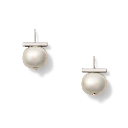 Cloud + Silver Forever Fave Pebble Pearl Earrings