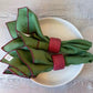 100% Linen Holiday Green/Burgaundy Cloth Napkins, Set of 2