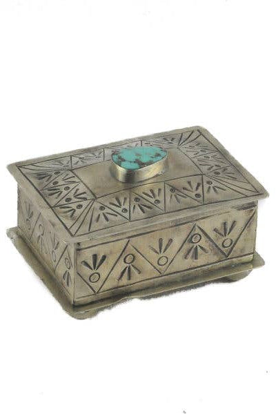 SMALL STAMPED BOX W/ TURQ