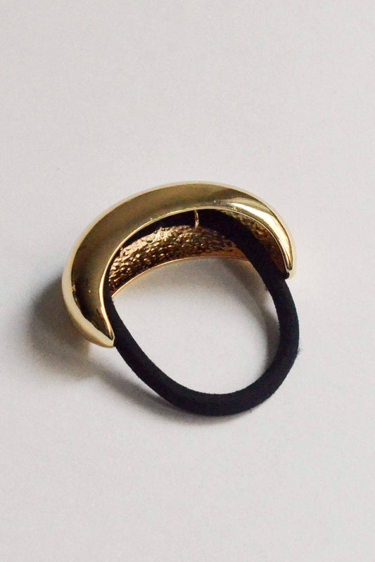 Wide Gold Crescent Metal Ponytail Hair Tie
