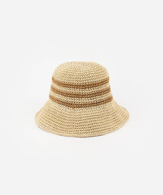 Gigi Pip - Sal Crochet Packable Bucket Hat: Natural Stripe / S/M 57