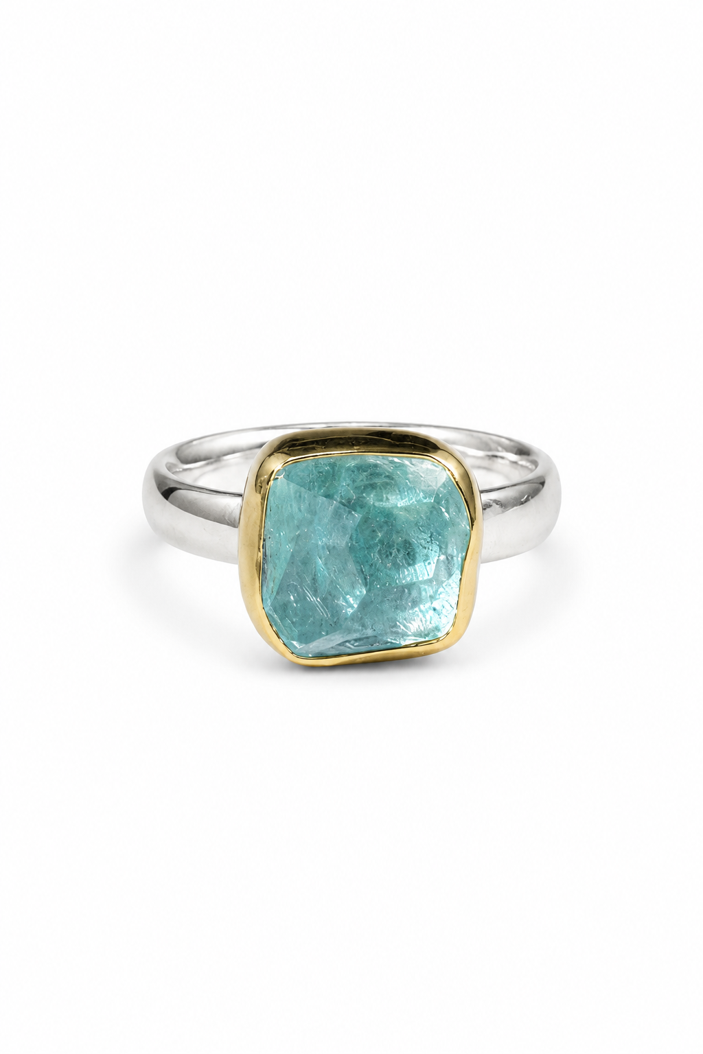 Aquamarine 18KG & Sterling Silver Ring