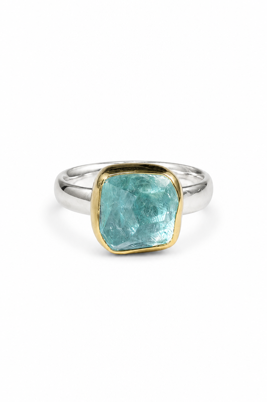 Aquamarine 18KG & Sterling Silver Ring