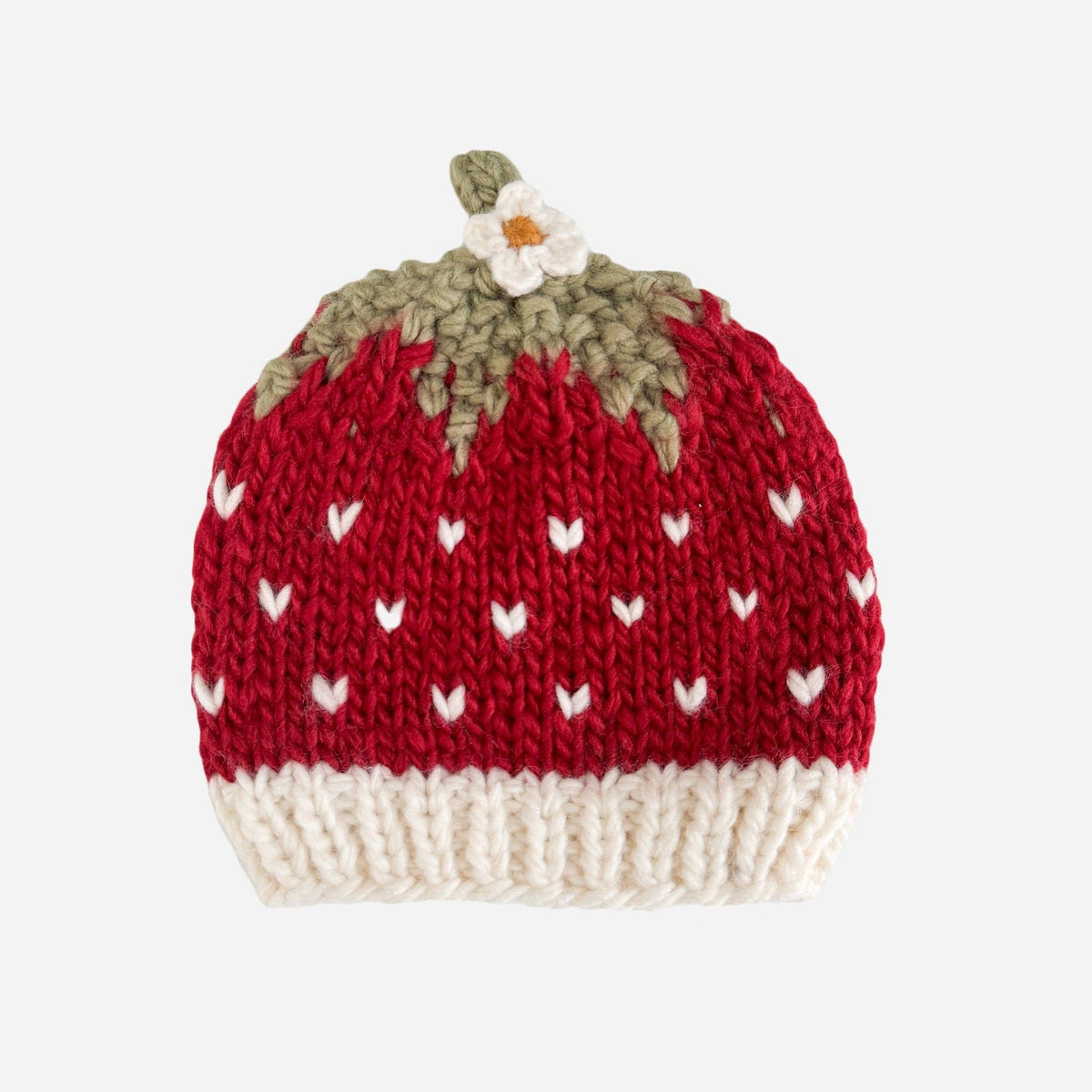 Strawberry Beanie: Red / M 2-5y