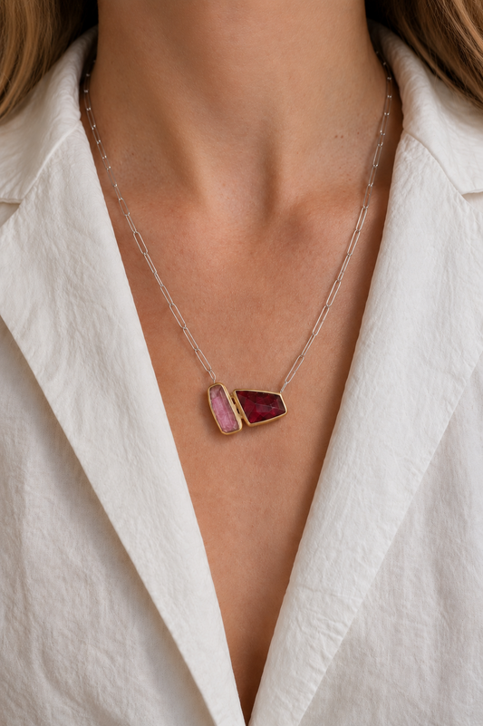 Pink & Red Tourmaline Necklace