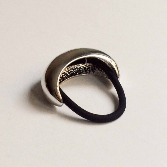 Wide Silver Crescent Metal Ponytail Hair Tie