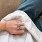 Blue Topaz 18K Gold & SS Ring