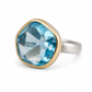 Blue Topaz 18K Gold & SS Ring