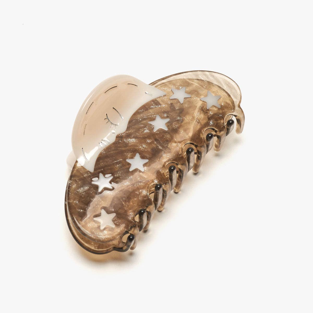 Moon and Stars Claw - Silver Sparkle Hair Clip