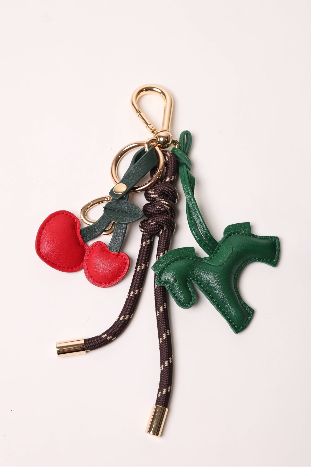 Green Horse & Red Heart Cherries, Bag Charm