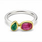 Red Tourmaline & Emerald Ring