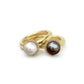 22K Gold Ring set with Black Pearl & Diamonds