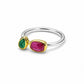Red Tourmaline & Emerald Ring