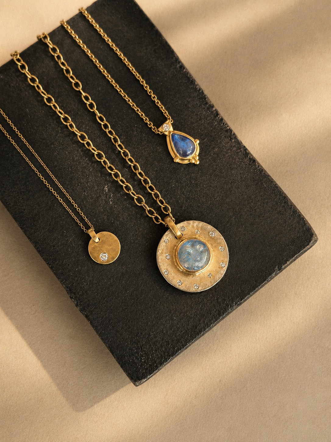 Carved Moonstone Necklace