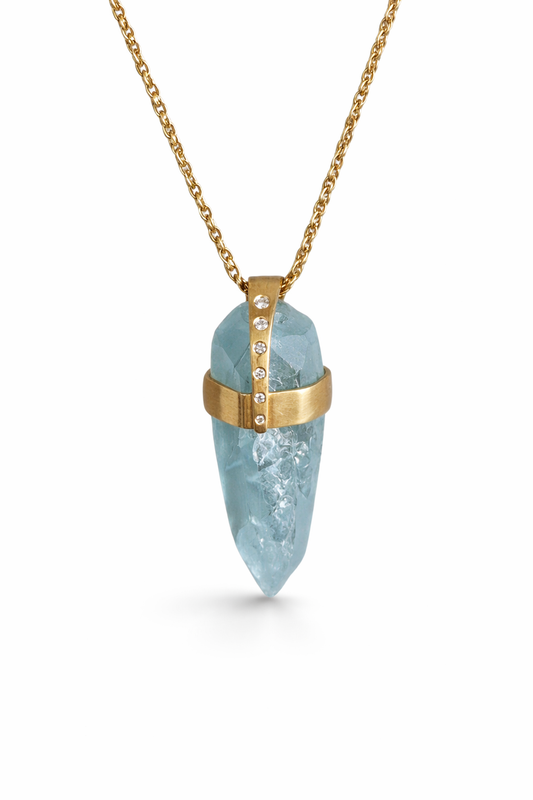 Natural Aquamarine Crystal  Pendant