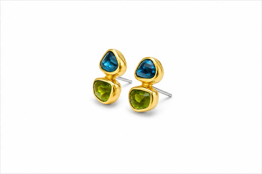 London Blue Topaz & Peridot Post Earrings