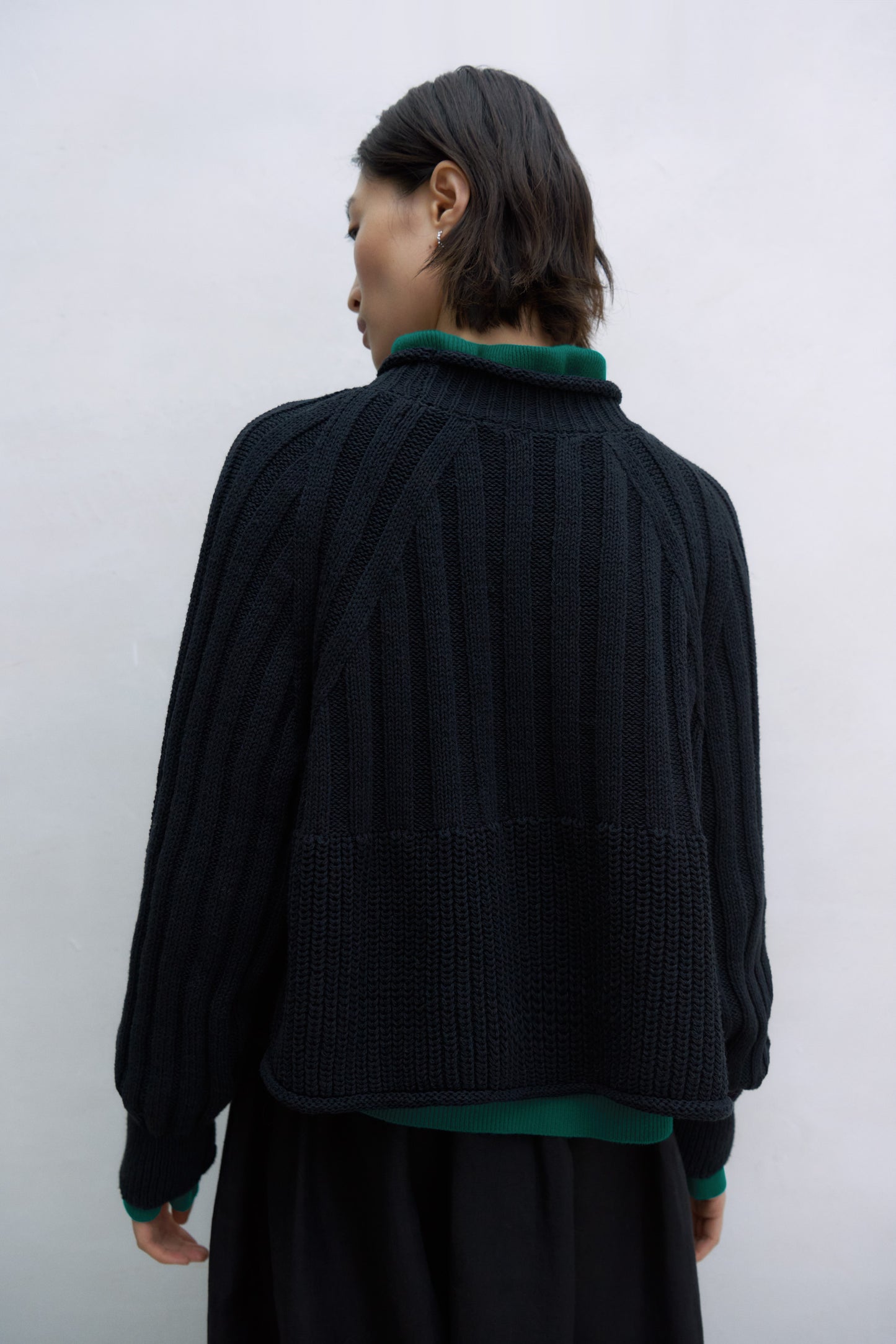 Ribbed Cotton Sweater, Black