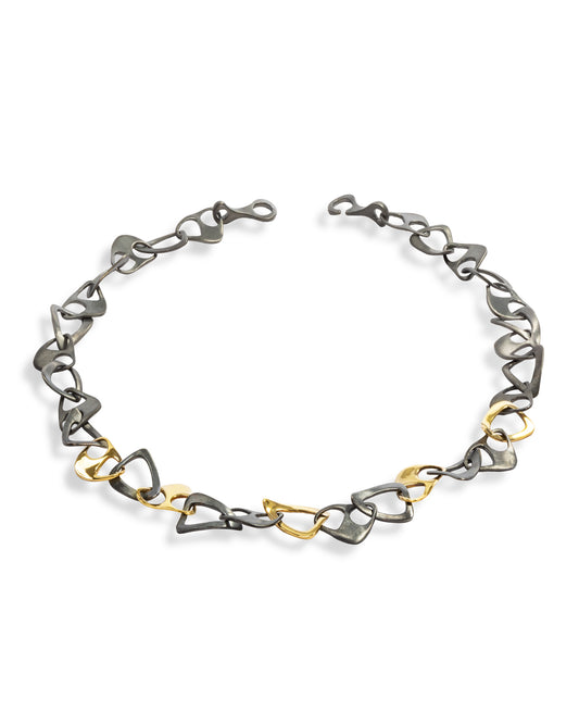 Isabella Necklace Blackened Silver & 18K