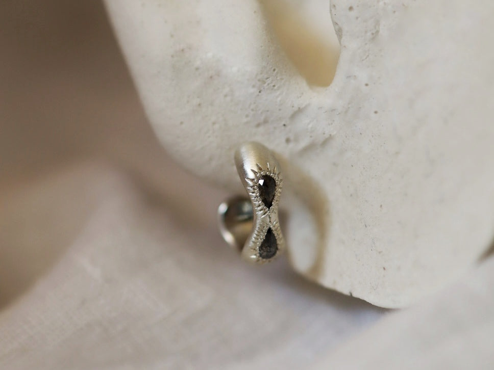 Grey Diamond Bubble Huggie Hoops