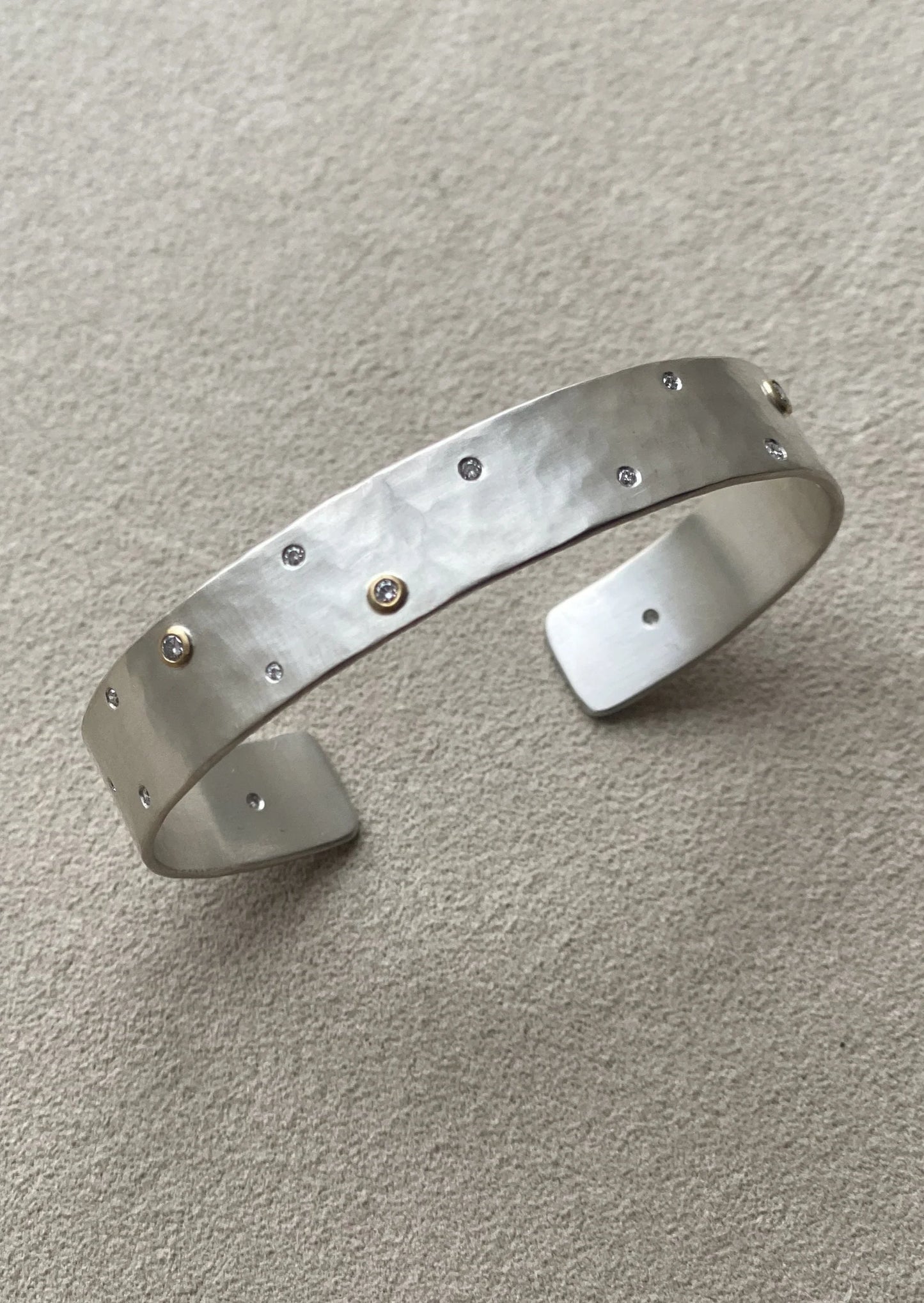 Raven Cuff Sterling Silver & 18K Gold with Champagne Diamonds (Customized)