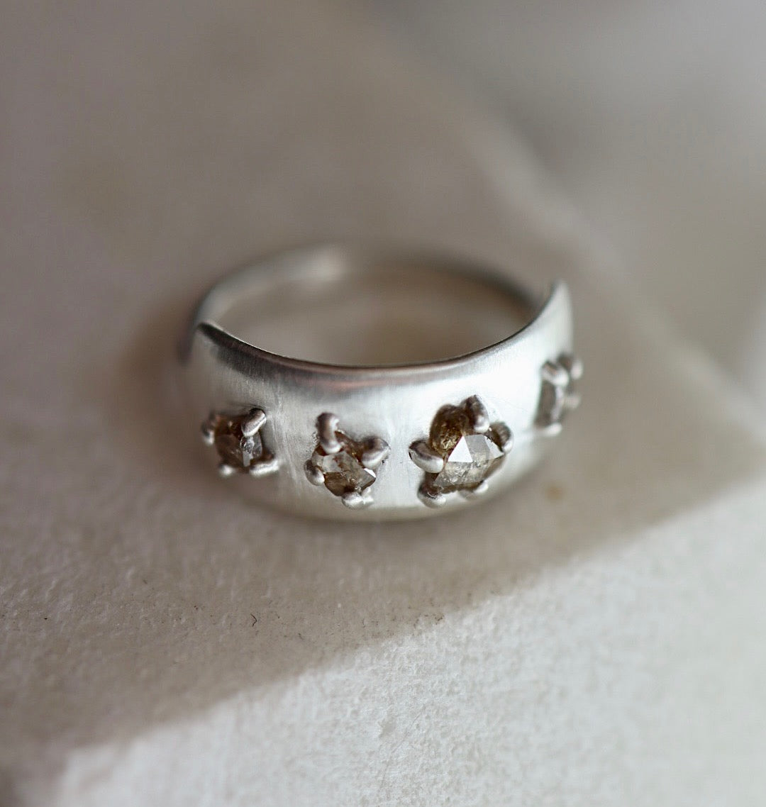 Brown Diamond Half-Moon Ring