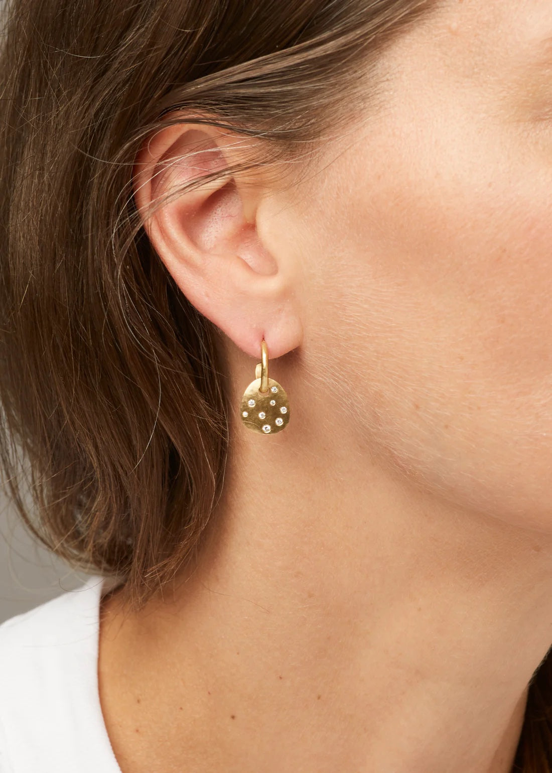 18K Gold Petal Earrings w/.20cts Diamonds