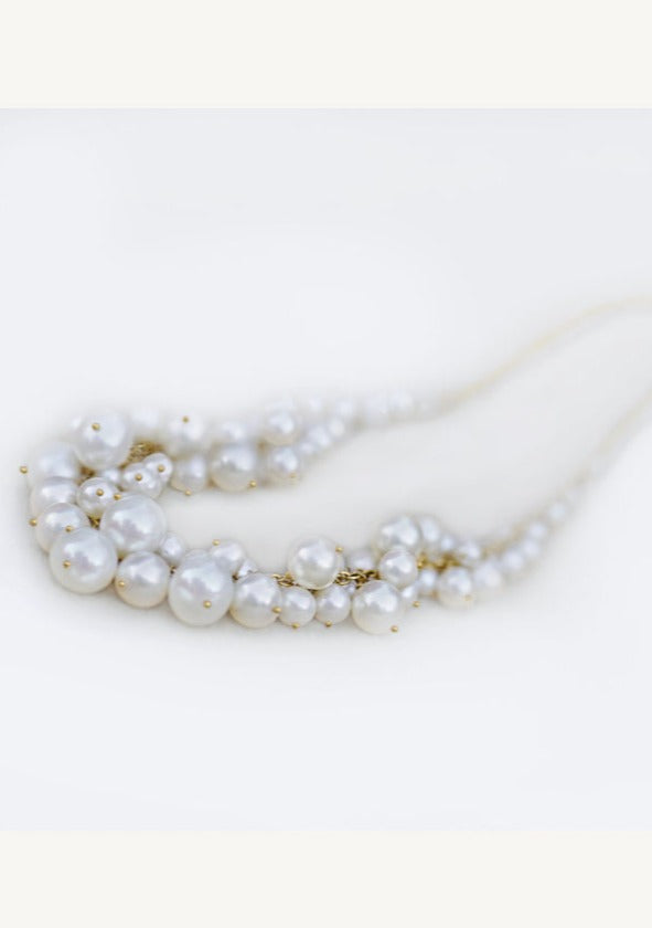18K & 22K Gold Necklace with Pearl Cluster