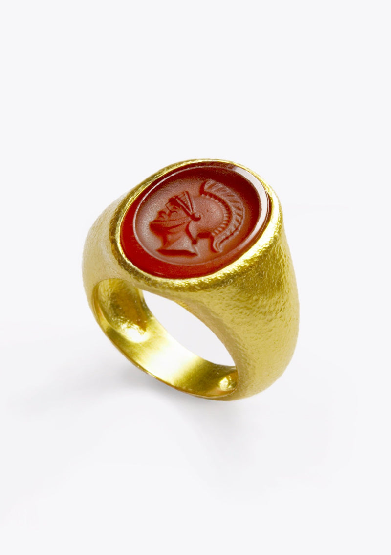 22K Gold ring set with Profile Agate
