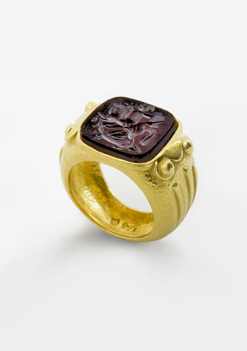 22K Gold Ring with St George Agate