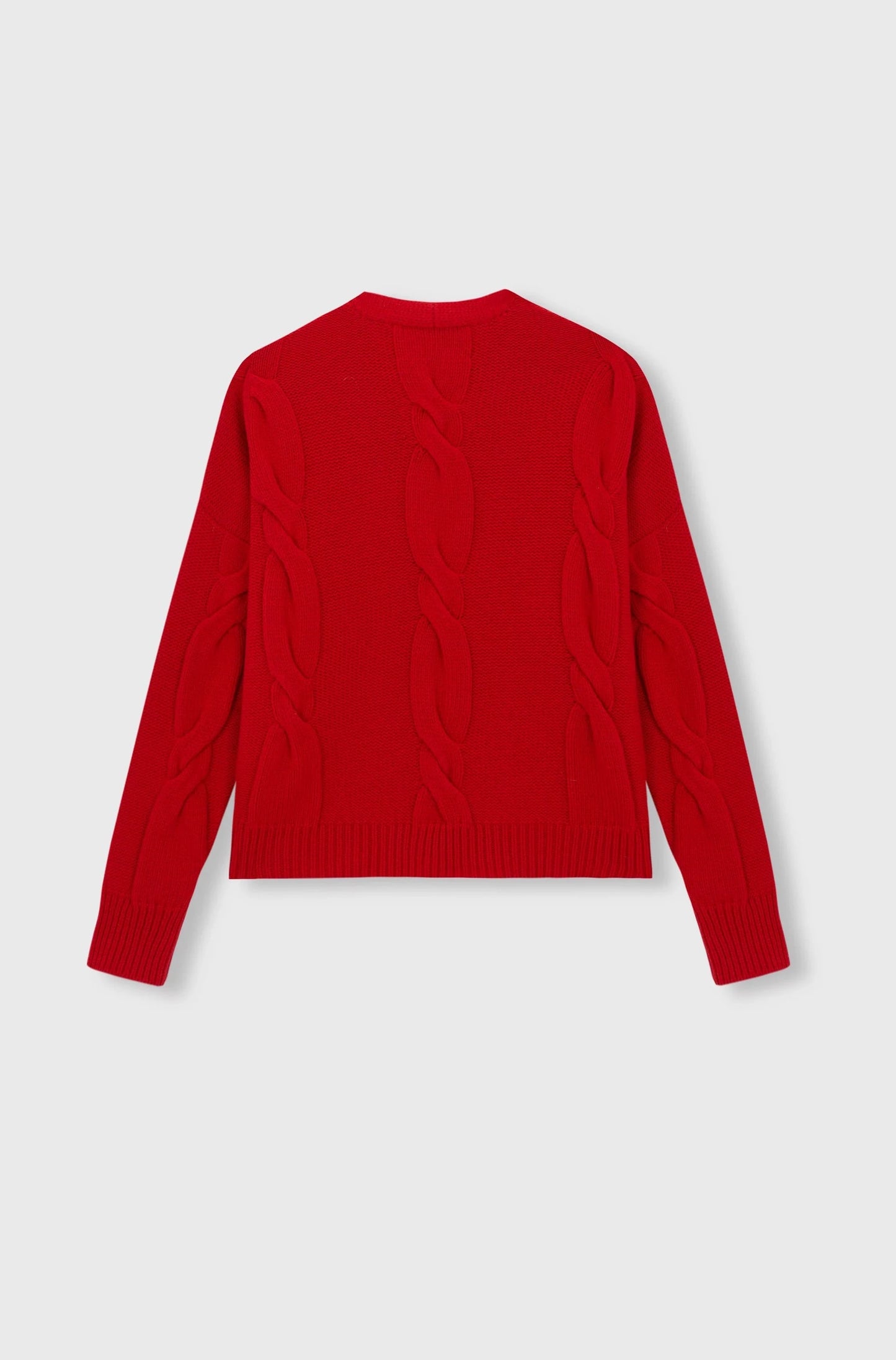 Wool & Cashmere Braided Sweater, Red
