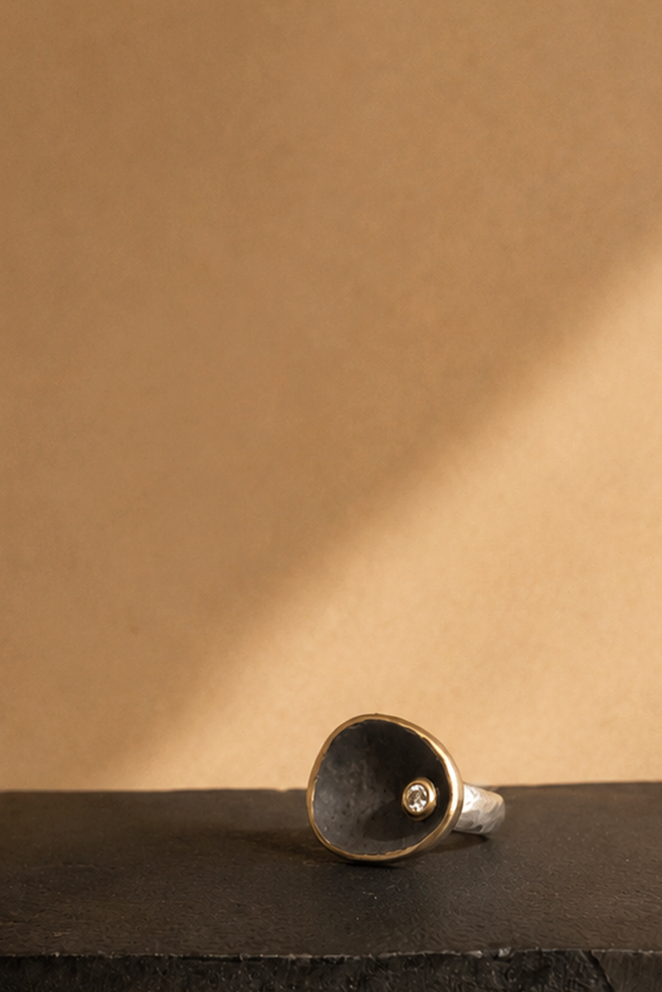 Oxidized River Rock Ring