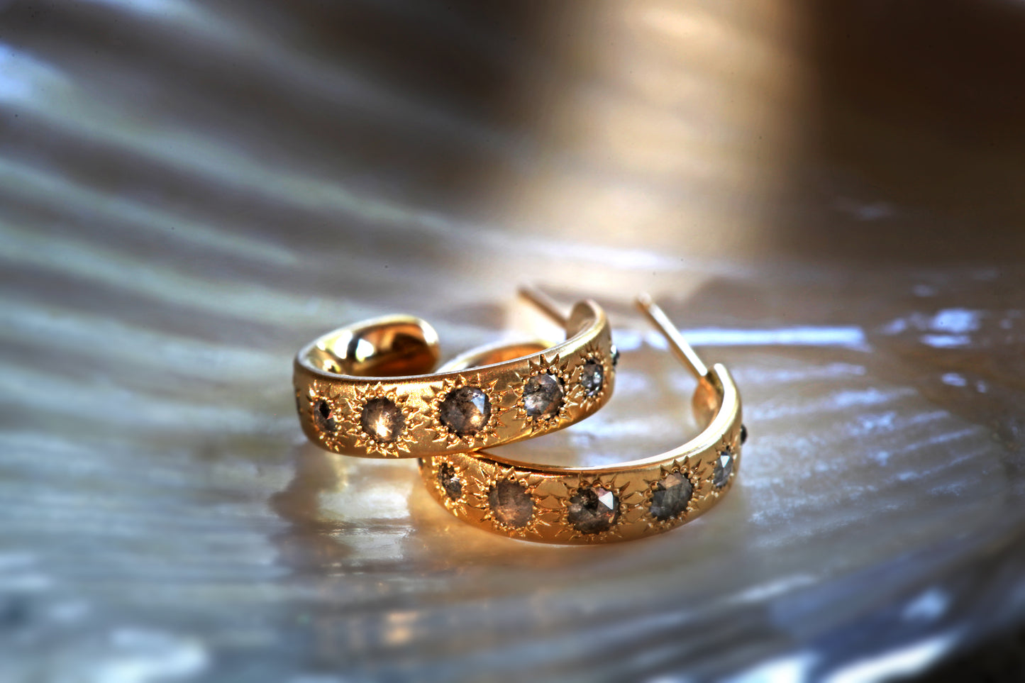 Rose-cut Studded Diamond Hoops