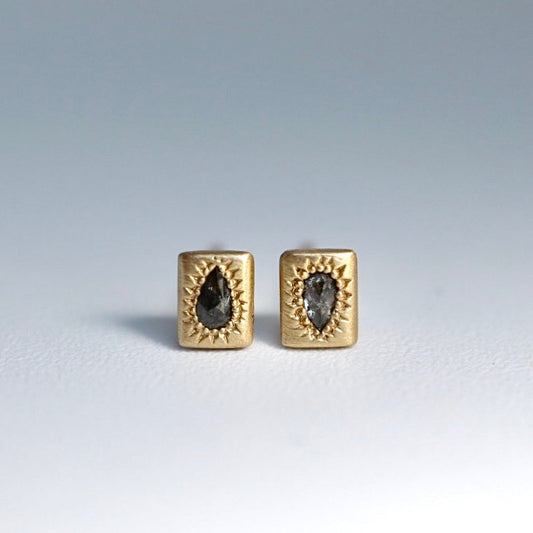 Rose-cut Pear Ray Studs