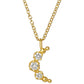14K Gold Necklace with White Diamond Moon