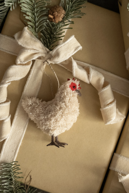 Beige Hen Ornament