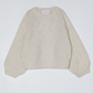 Balloon Sleeve Entrelac Sweater, Cream