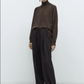 Pleated Relaxed Pant, Dark Brown