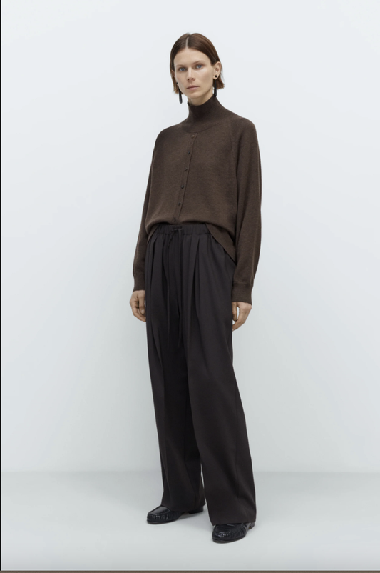 Pleated Relaxed Pant, Dark Brown