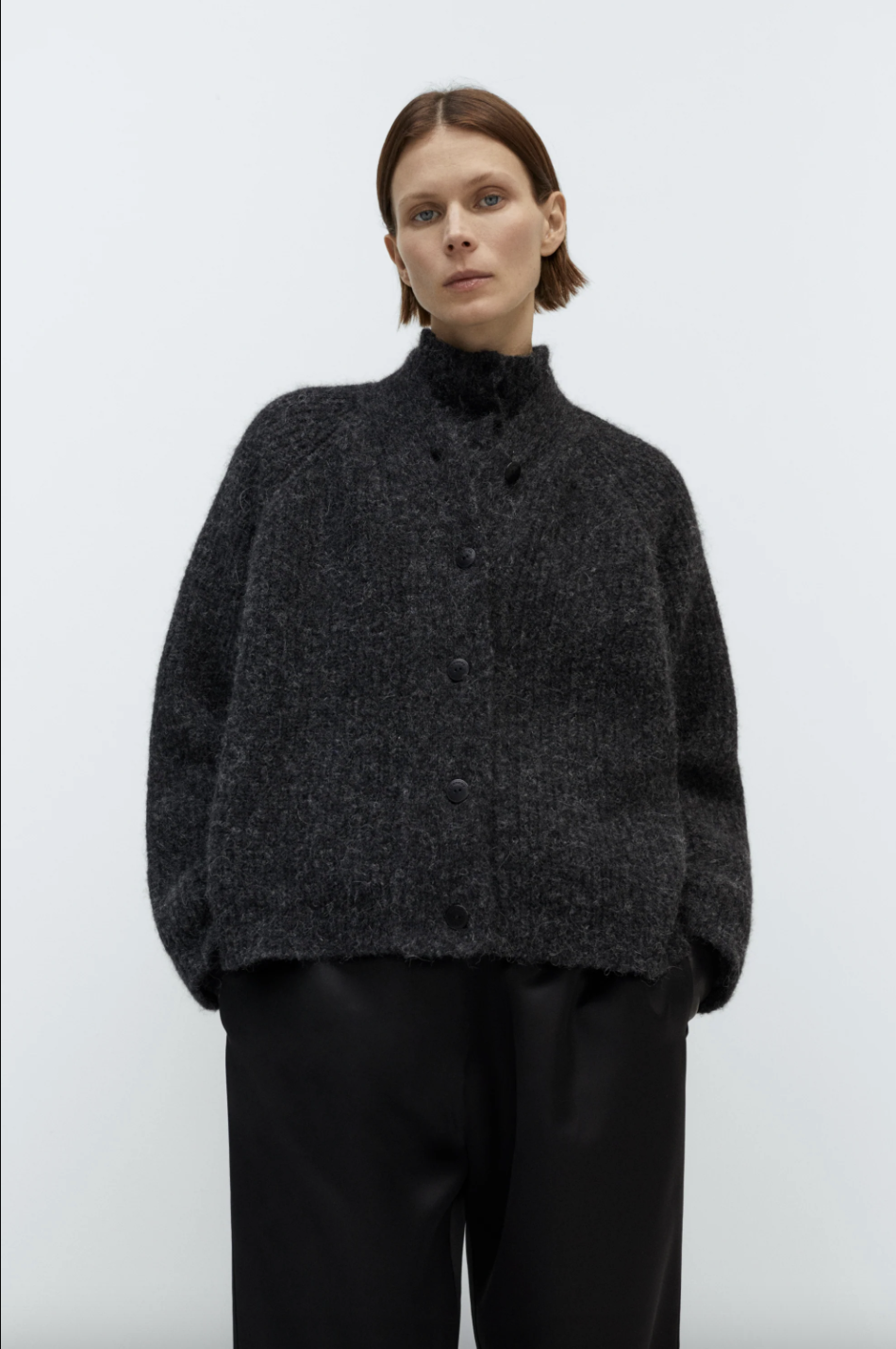 Baby Alpaca Cardigan, Anthracite