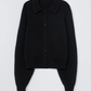 Merino Wool Collar Cardigan, Anthracite