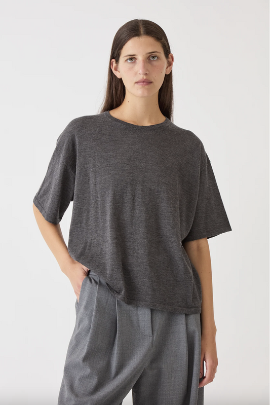 Hazel Superfine Cashmere Top, Charcoal Heather