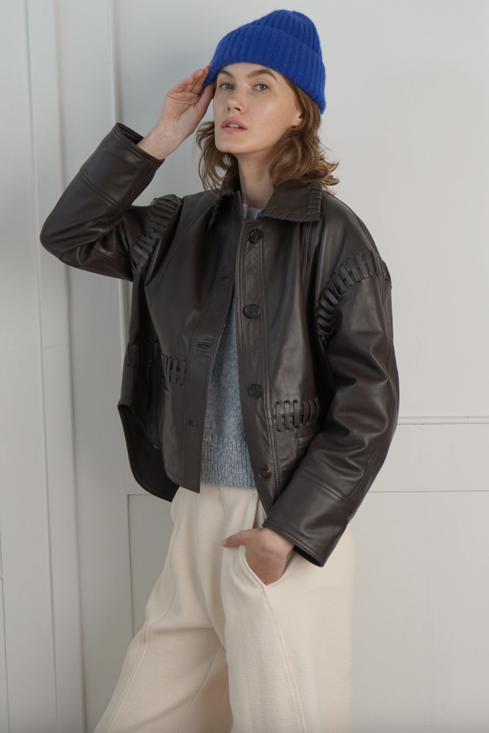 Leather Olivia Jacket, Brown