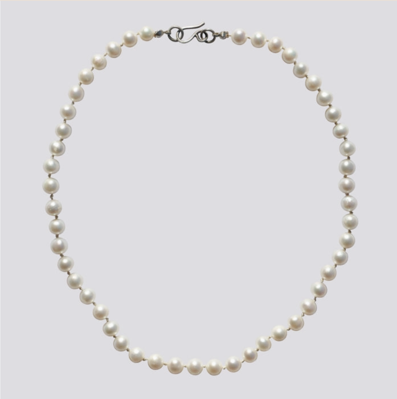 Knotted White Pearl Necklace