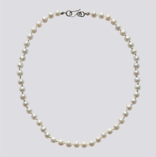 Knotted White Pearl Necklace