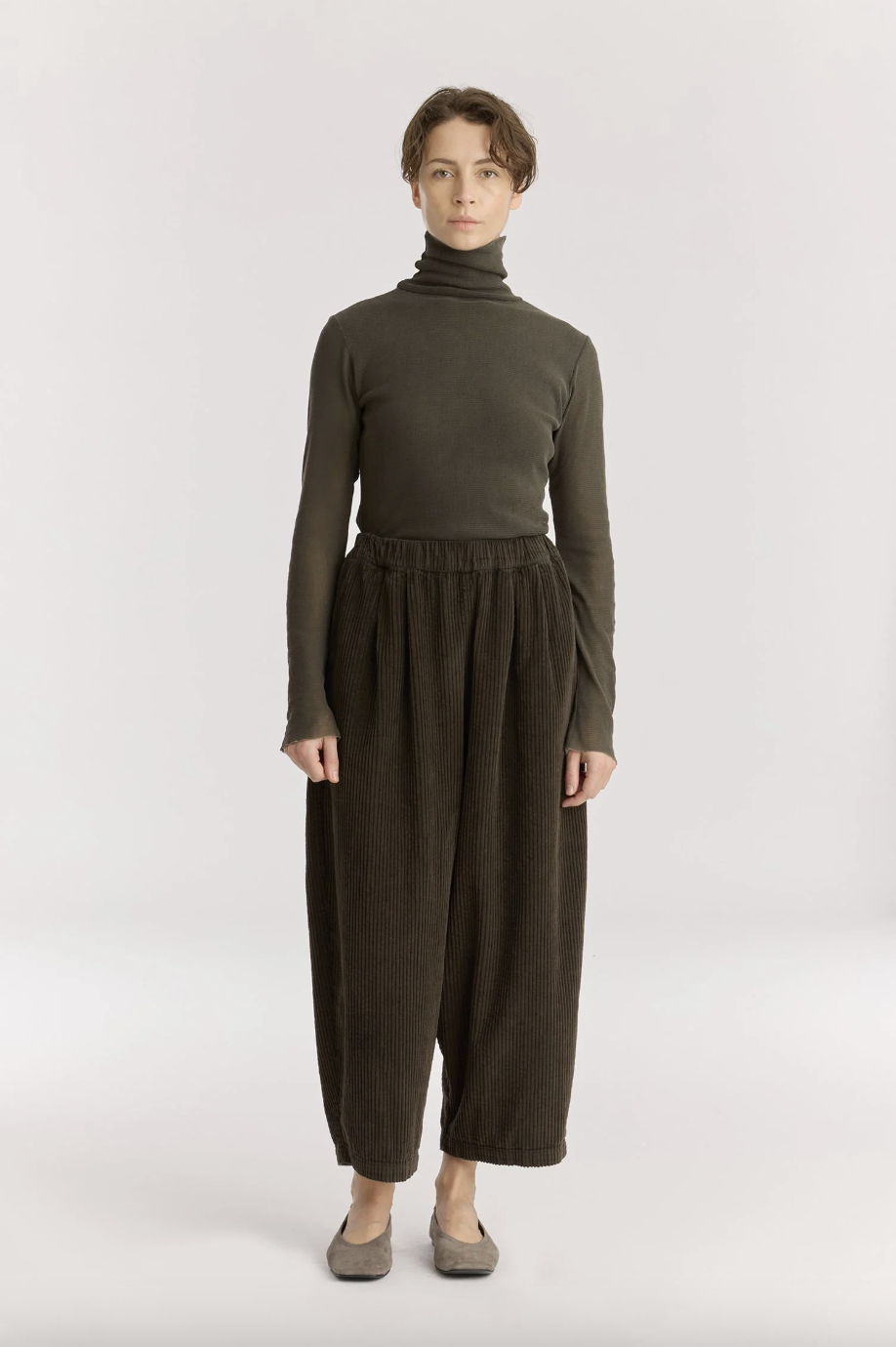 Corduroy Wide Pants, Dark Forest